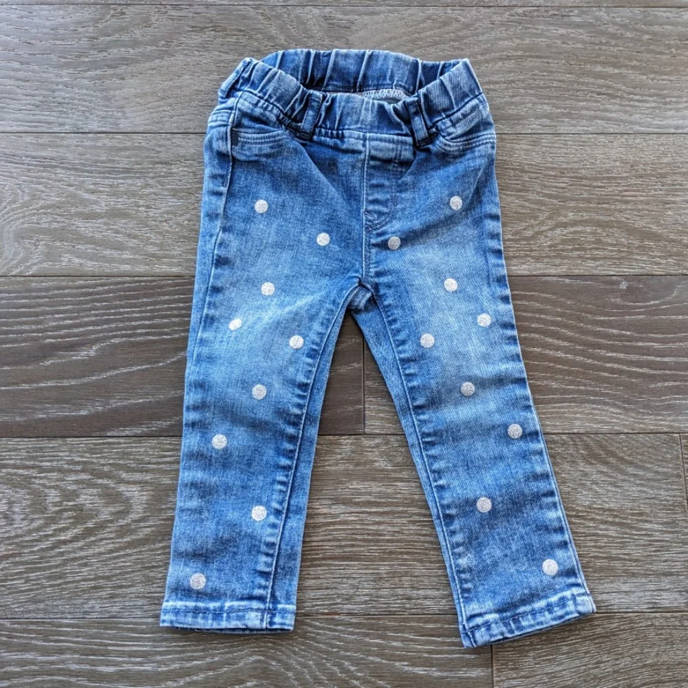 Gap Baby Denim Stretch Jeggings Glitter Dot Size 2